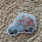Vintage Floral Truck Vinyl Sticker Set, 3"x3"