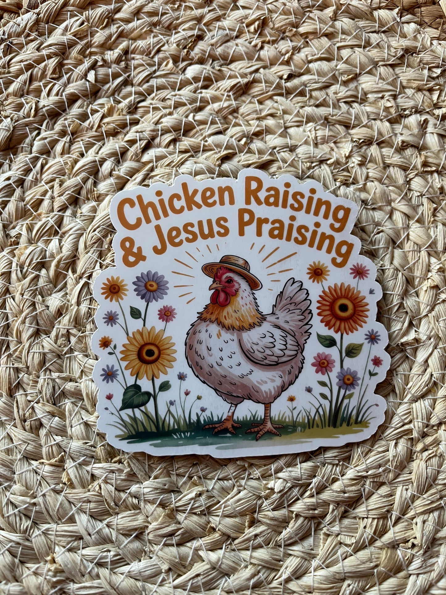 Chicken Raising and Jesus Praising Vinyl Sticker Set, 3"x3"