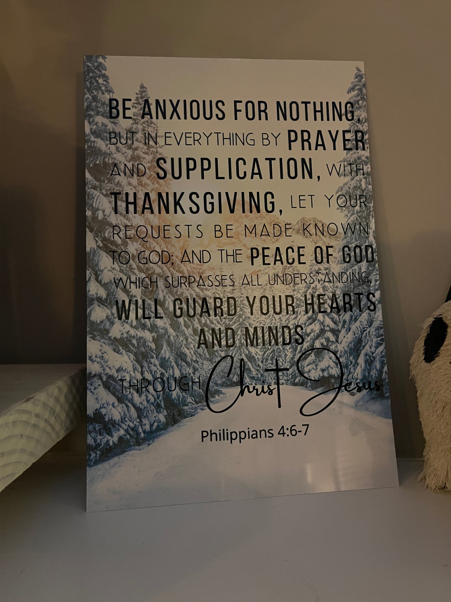 Faith & Peace Scripture Metal Art – Philippians 4:6–7 (8.5” x 12”)