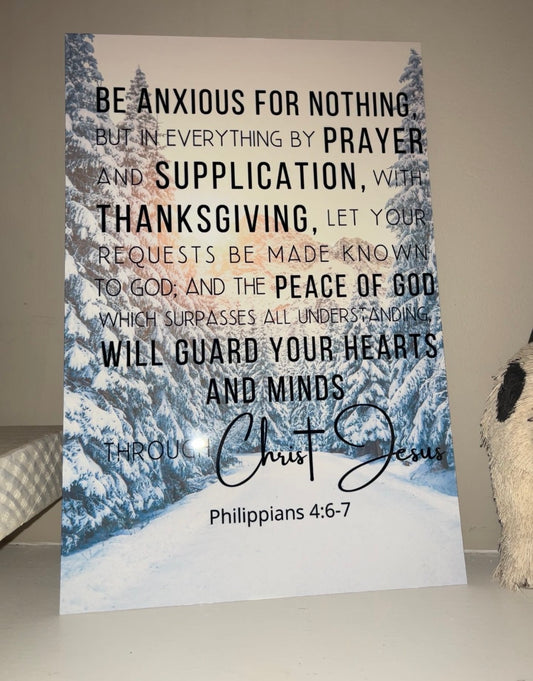 Faith & Peace Scripture Metal Art – Philippians 4:6–7 (8.5” x 12”)