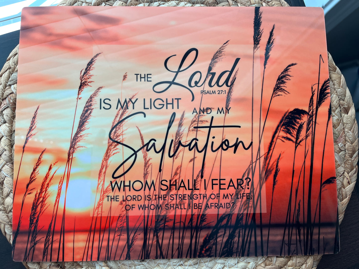 8x10 Chromaluxe Bible Verse Metal Print with Aluminum Shadow Mount – “The Lord Is My Light & My Salvation”