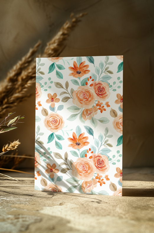 Coral Rose Greeting Card Set