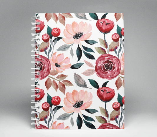 Rose Floral Soft Cover Spiral Notebook 8.5" x 11"