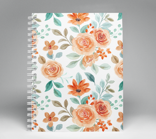 Coral Rose Soft Cover Spiral Notebook 8.5" x 11"