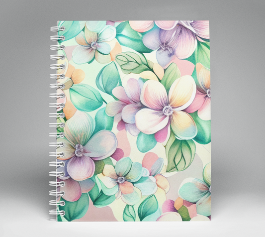 Pastel Florals Soft Cover Spiral Notebook 8.5" x 11"