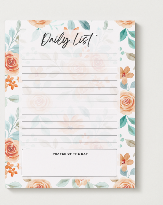 Coral Rose Daily List Notepad 6" x 7.75"