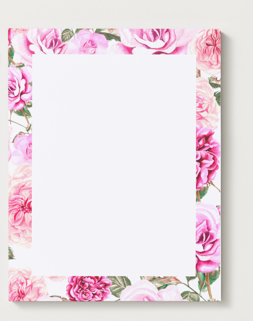 Pink Rose Blank Notepad 6" x 7.75"