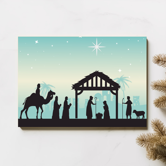 8" x 10" Nativity Silhouette Chromaluxe Metal Print — Premium Photo & Artwork Print | Includes Hanger